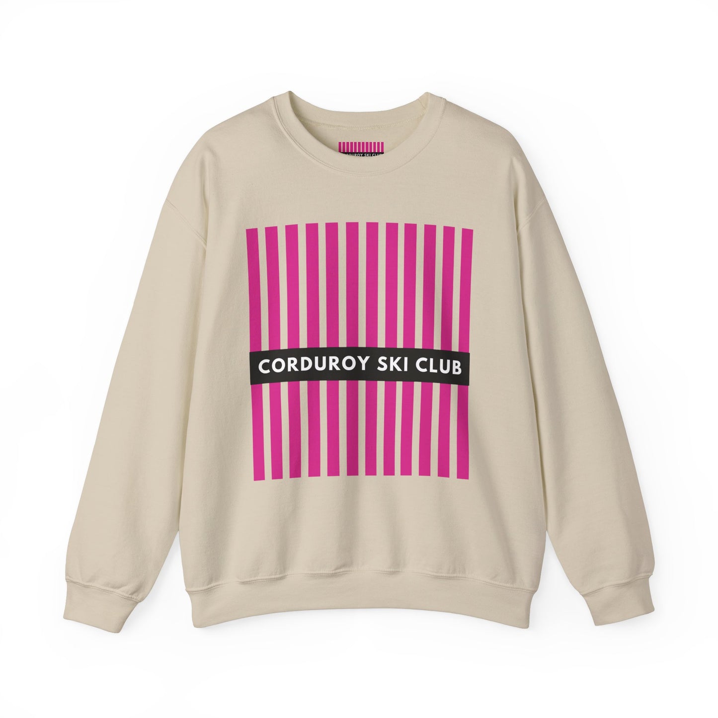 Corduroy Ski Club Pink logo Crewneck Sweatshirt
