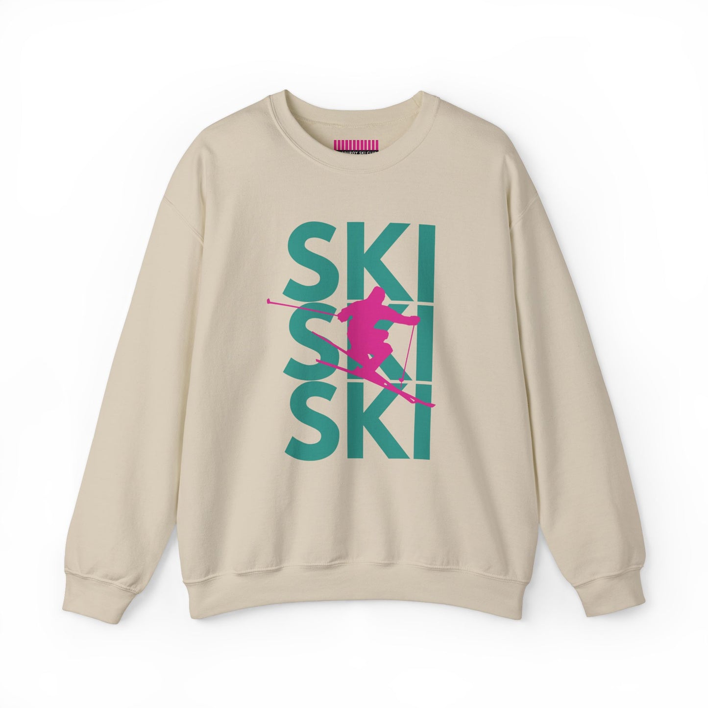 SKI SKI SKI Pink Skier Crewneck Sweatshirt