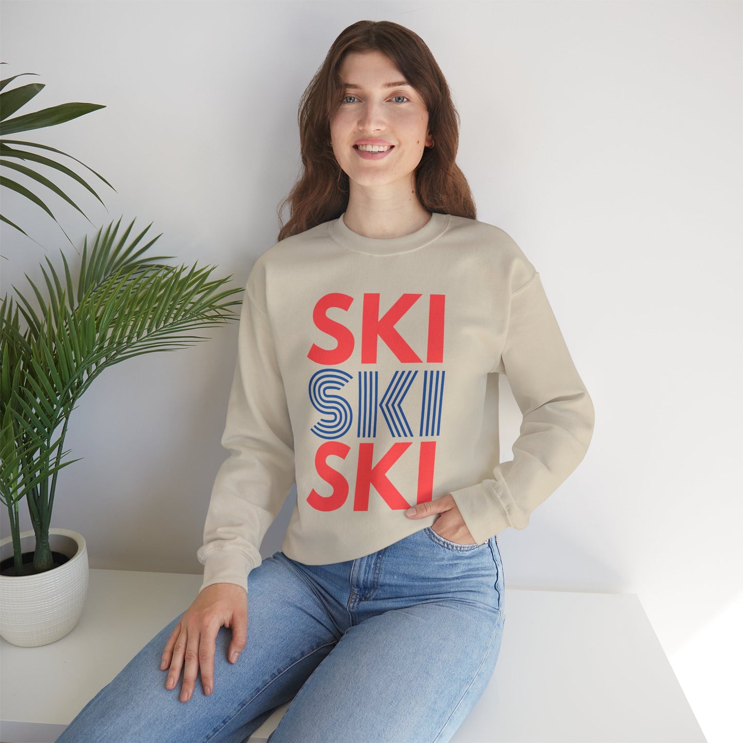 SKI SKI SKI Red & Blue Crewneck Sweatshirt