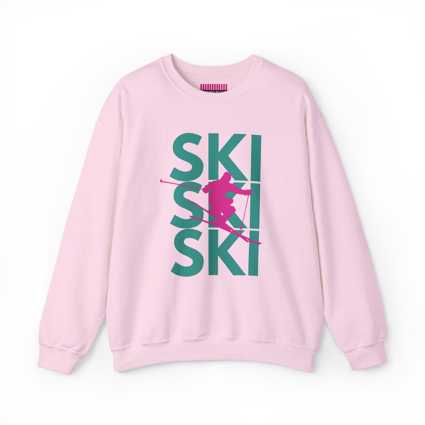 SKI SKI SKI Pink Skier Crewneck Sweatshirt