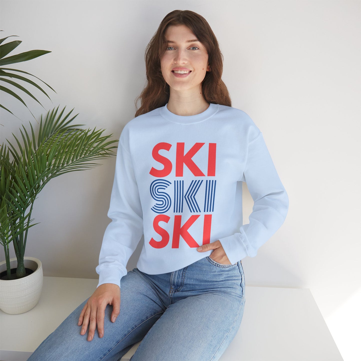 SKI SKI SKI Red & Blue Crewneck Sweatshirt