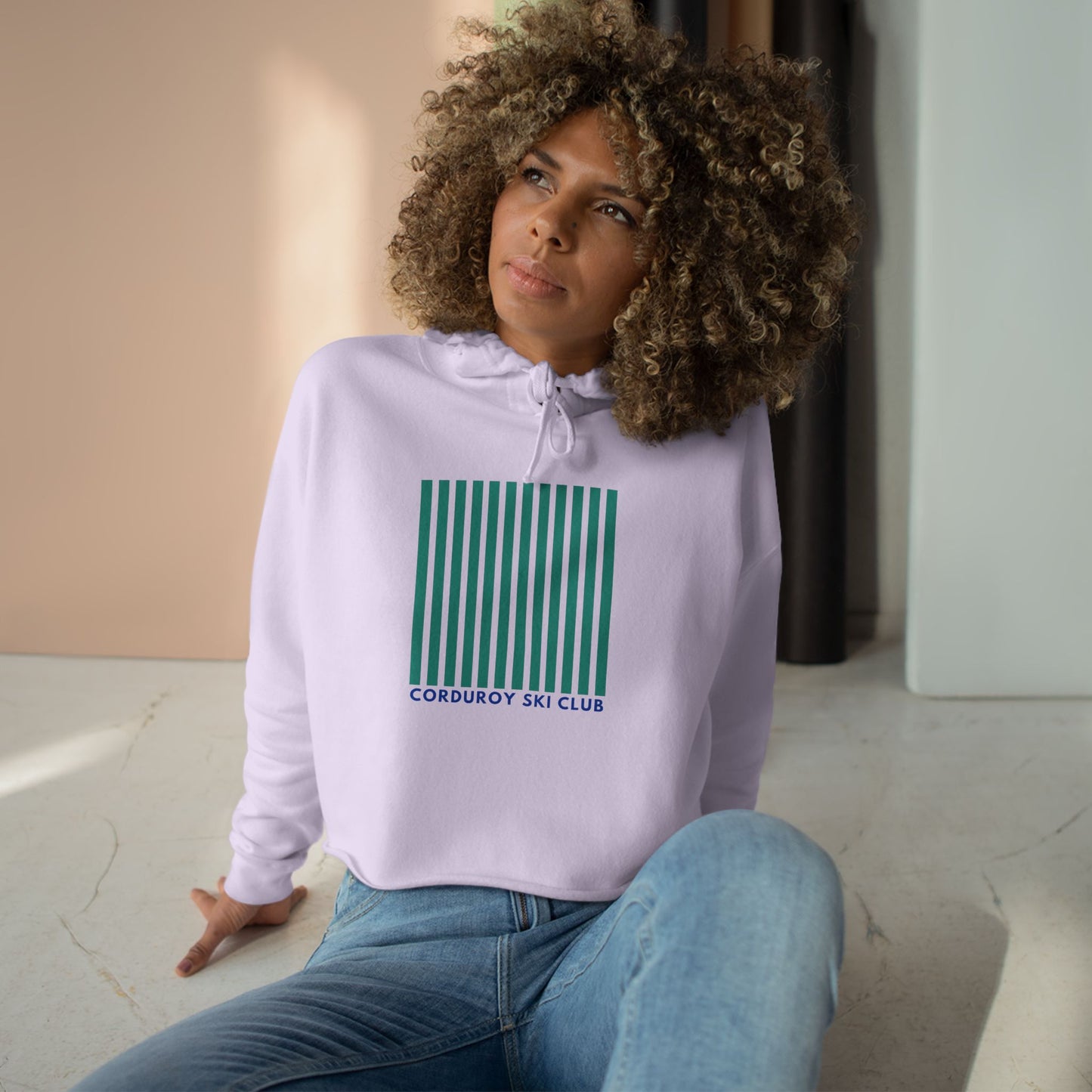 Corduroy Ski Club Crop Hoodie