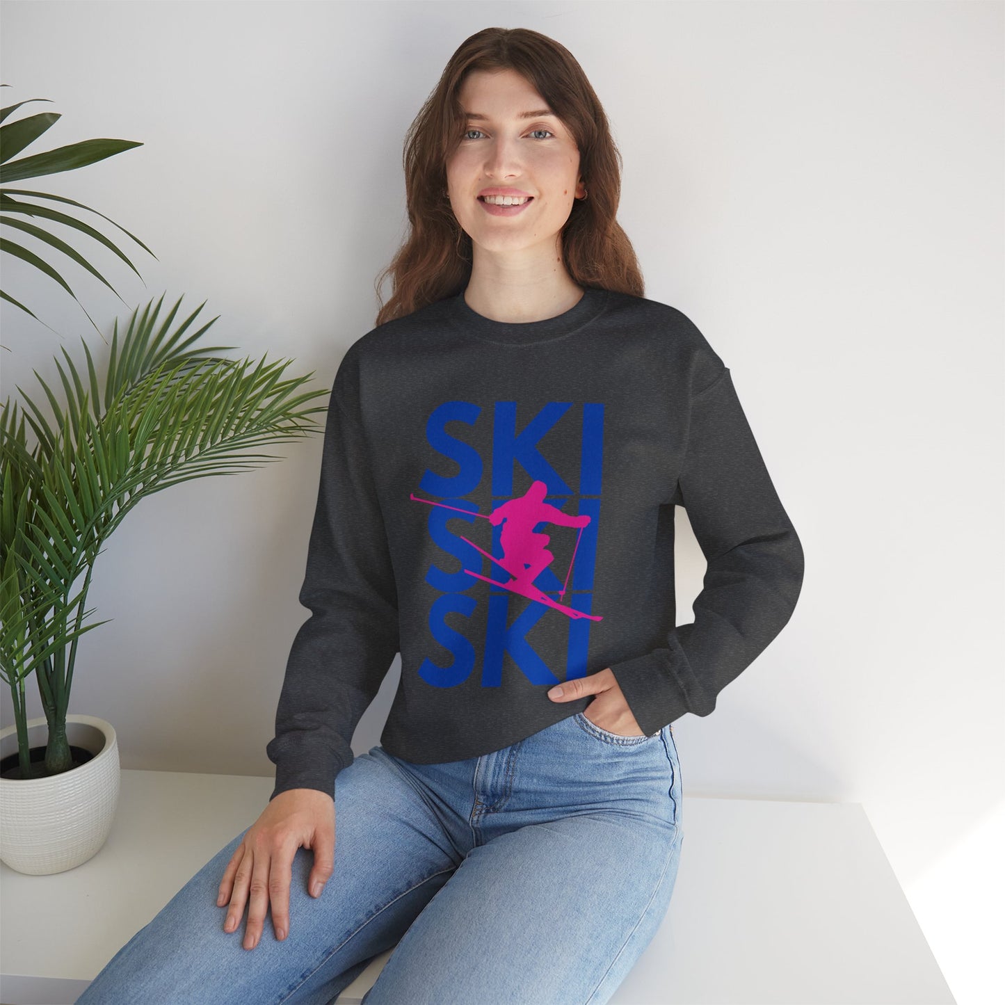 SKI SKI SKI Skier Crewneck Sweatshirt