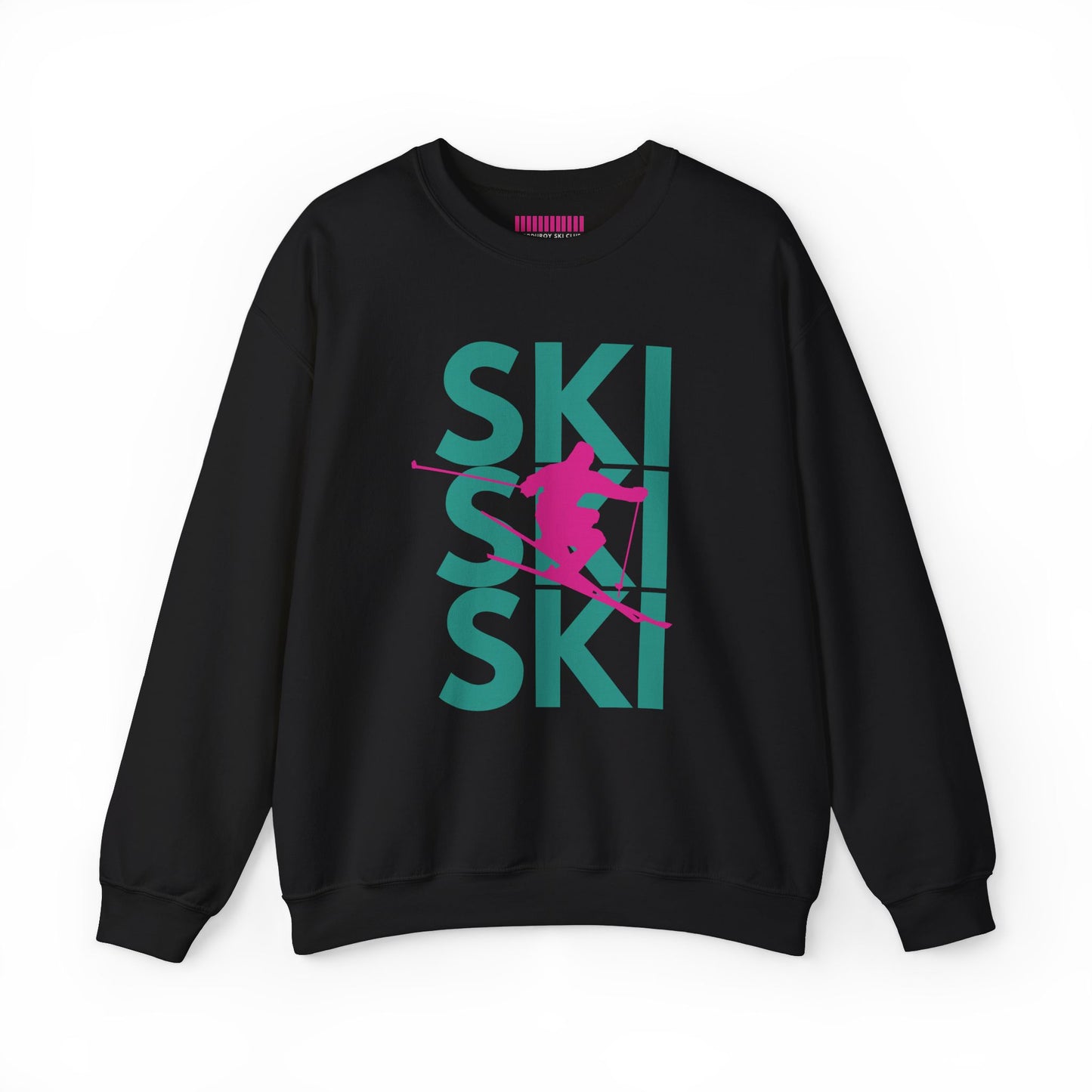 SKI SKI SKI Pink Skier Crewneck Sweatshirt