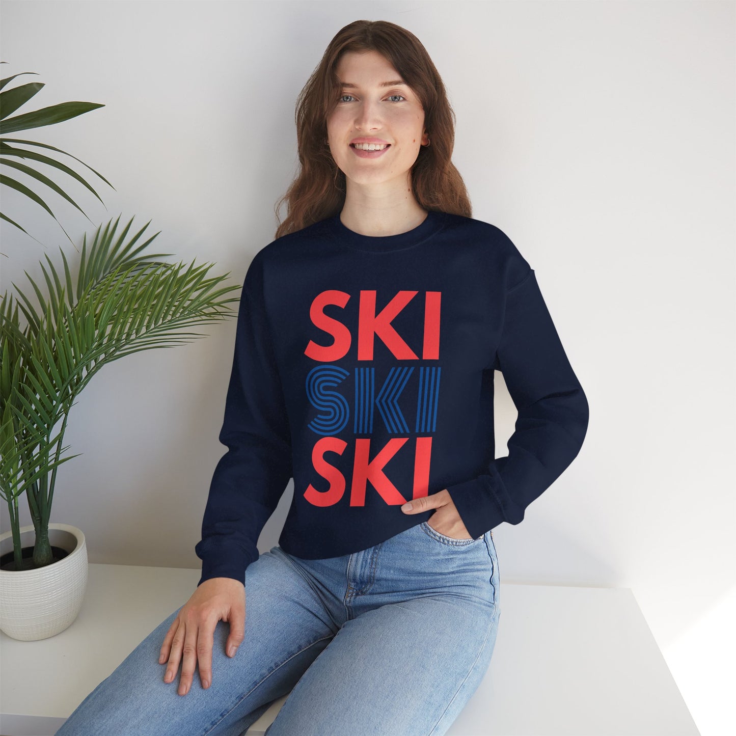SKI SKI SKI Red & Blue Crewneck Sweatshirt