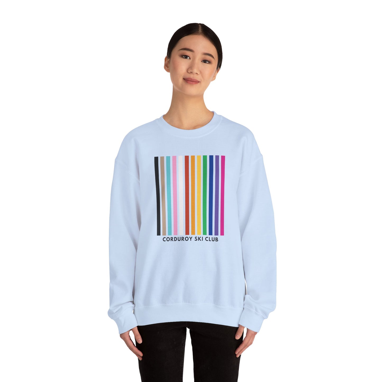 Corduroy Ski Club Logo Rainbow Crewneck Sweatshirt