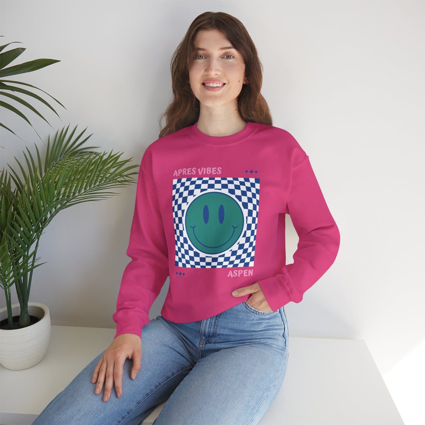 Après Vibes Aspen Smiley Face Crewneck Sweatshirt
