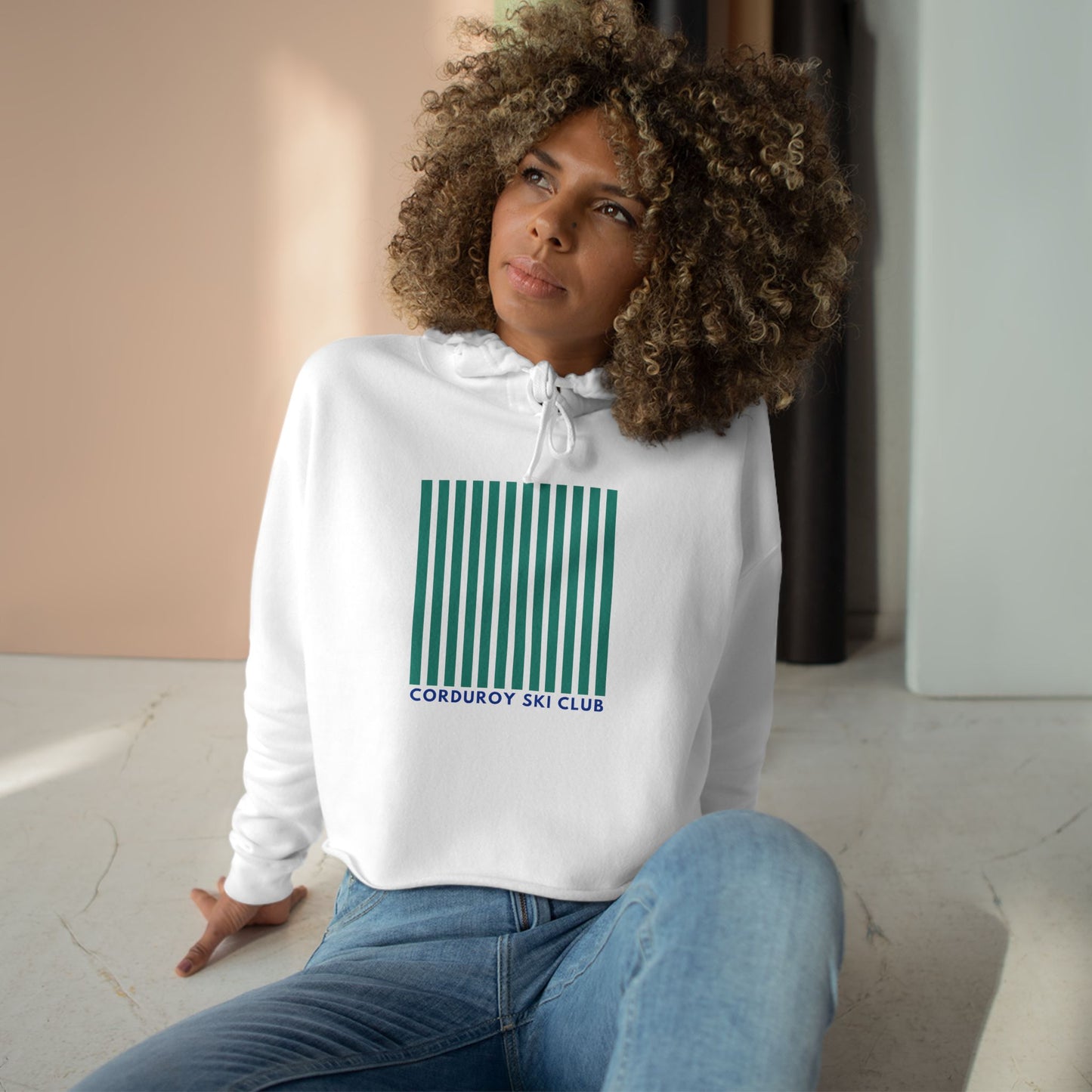 Corduroy Ski Club Crop Hoodie