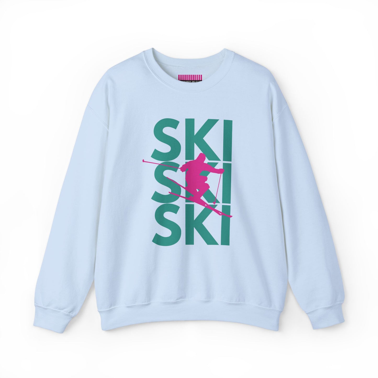 SKI SKI SKI Pink Skier Crewneck Sweatshirt