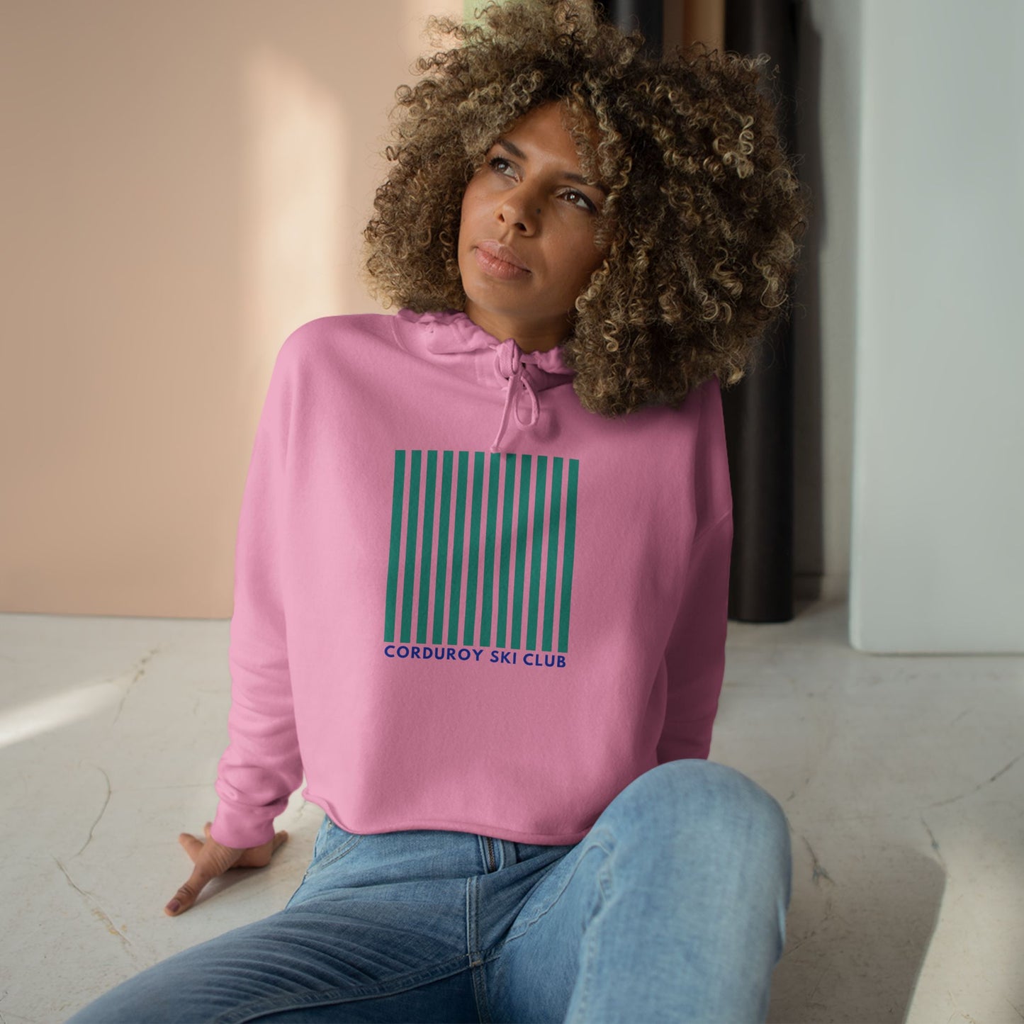 Corduroy Ski Club Crop Hoodie