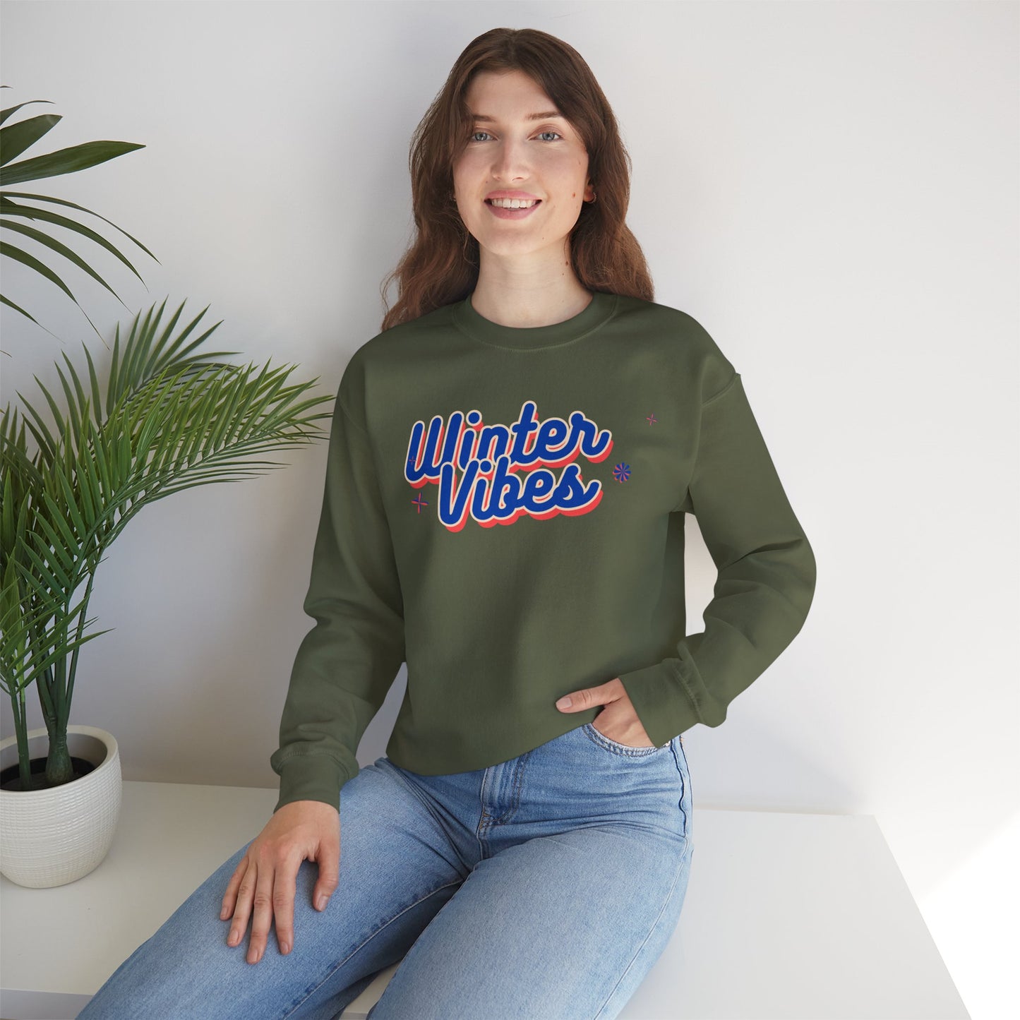 Winter Vibes Ski Crewneck Sweatshirt