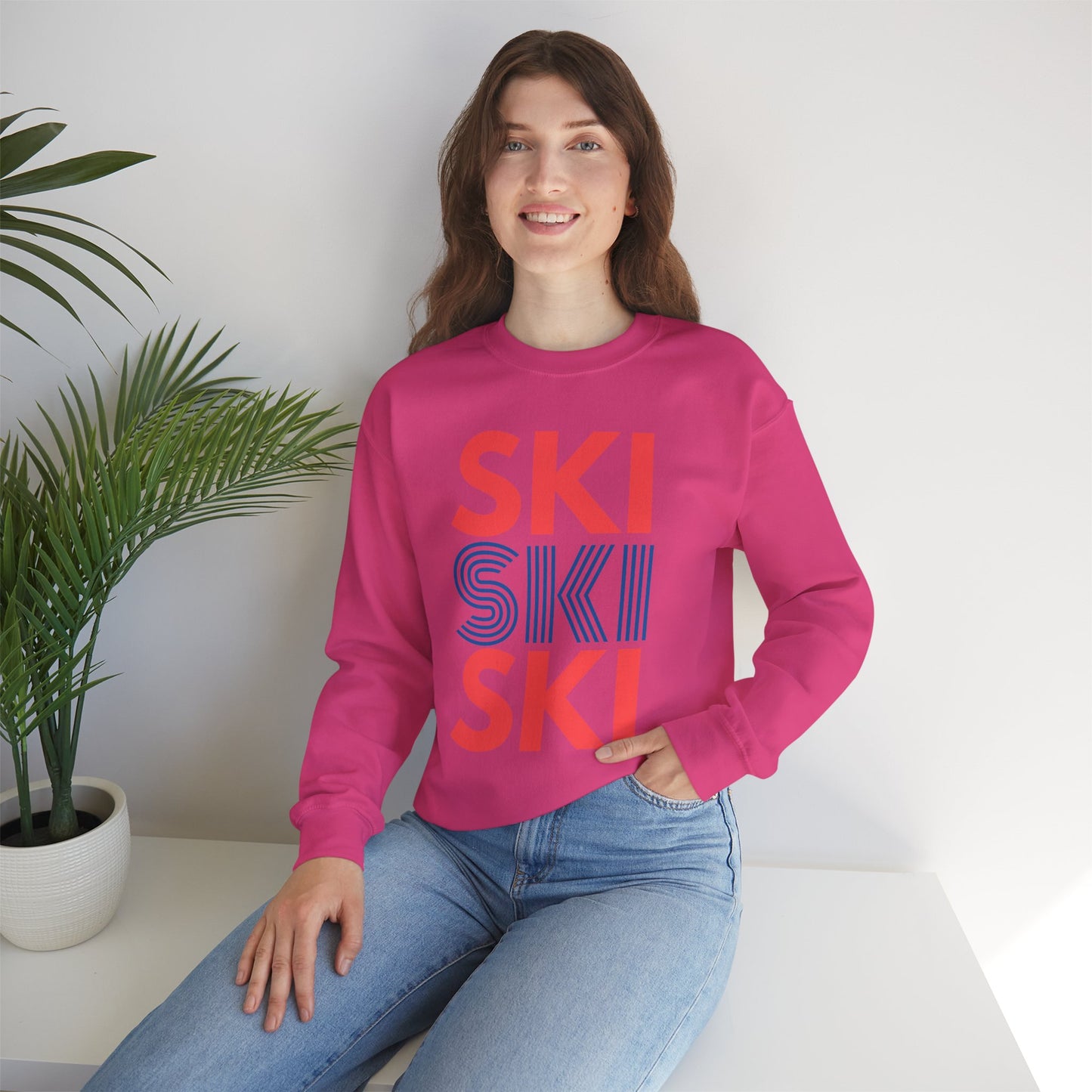SKI SKI SKI Red & Blue Crewneck Sweatshirt