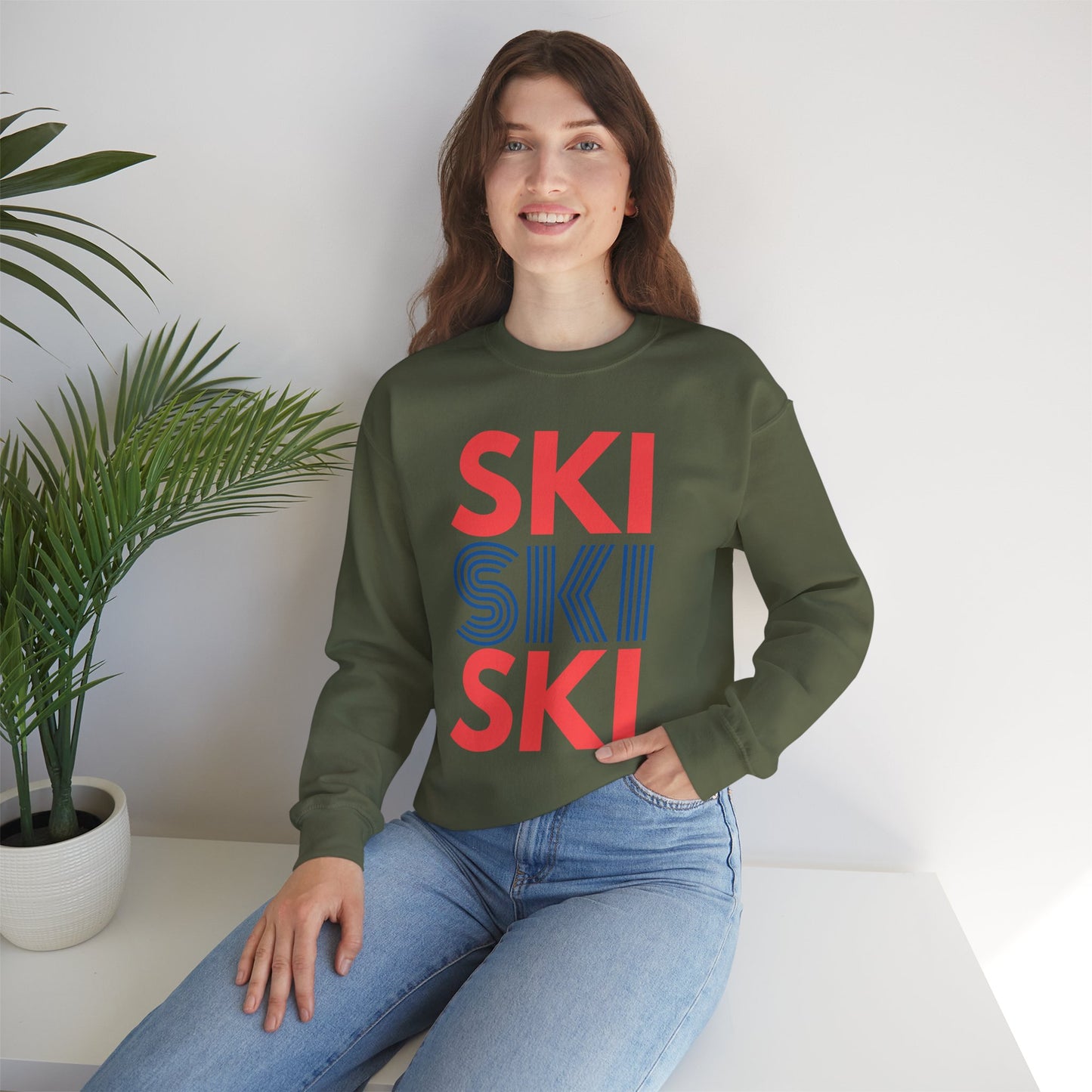 SKI SKI SKI Red & Blue Crewneck Sweatshirt