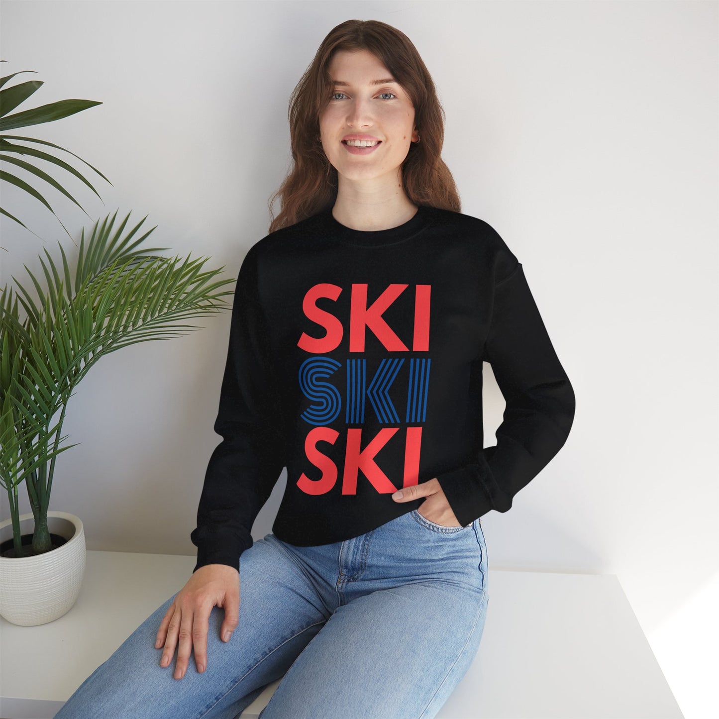 SKI SKI SKI Red & Blue Crewneck Sweatshirt