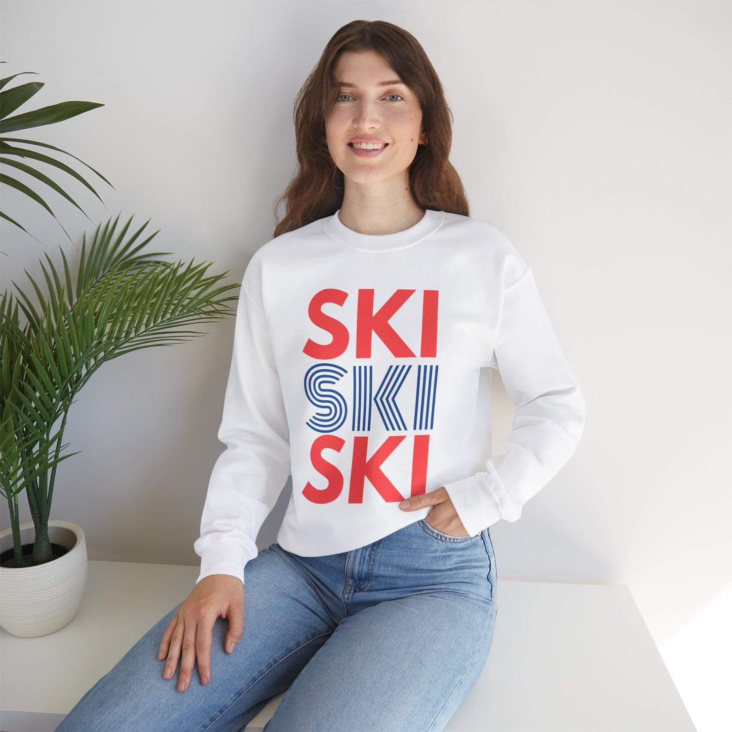 SKI SKI SKI Red & Blue Crewneck Sweatshirt
