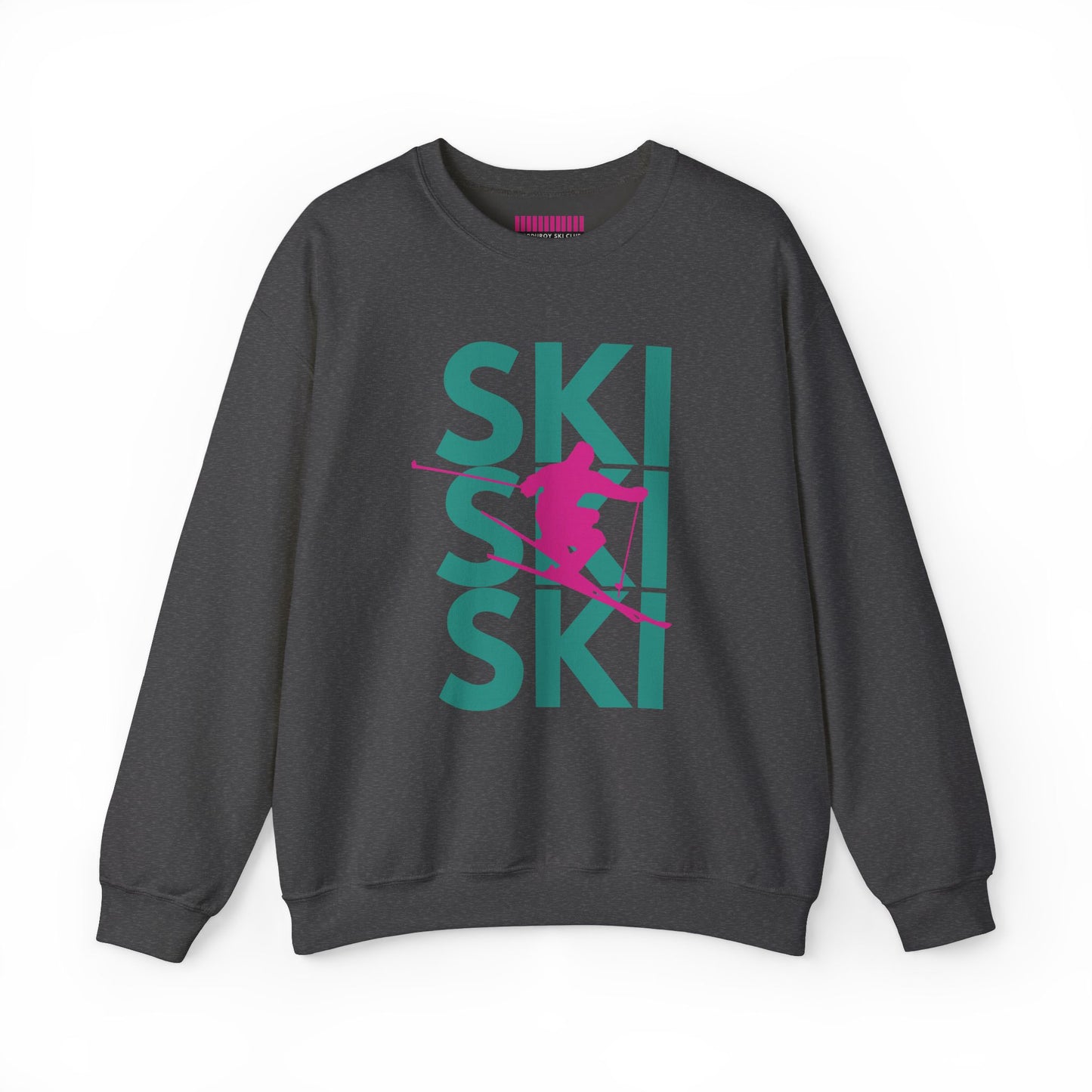 SKI SKI SKI Pink Skier Crewneck Sweatshirt