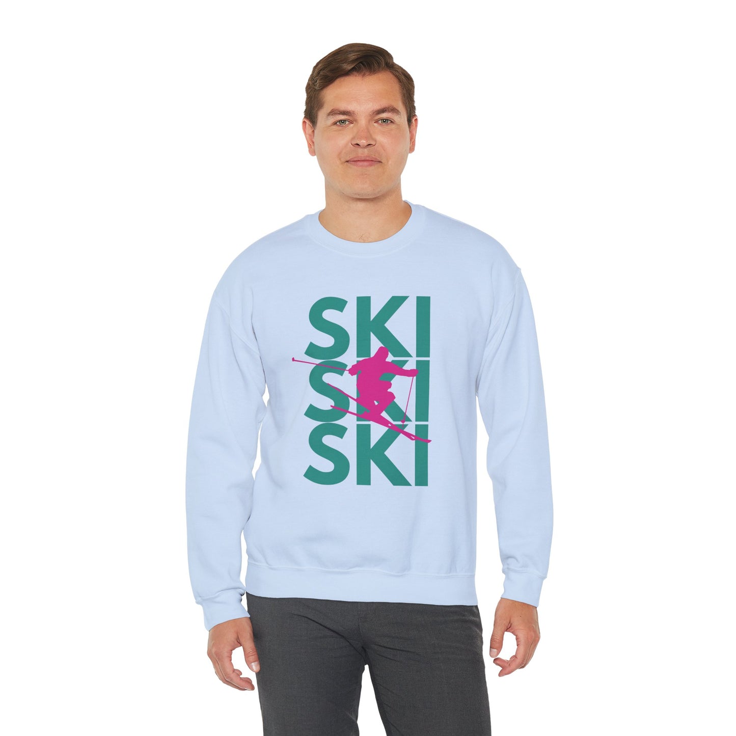 SKI SKI SKI Pink Skier Crewneck Sweatshirt