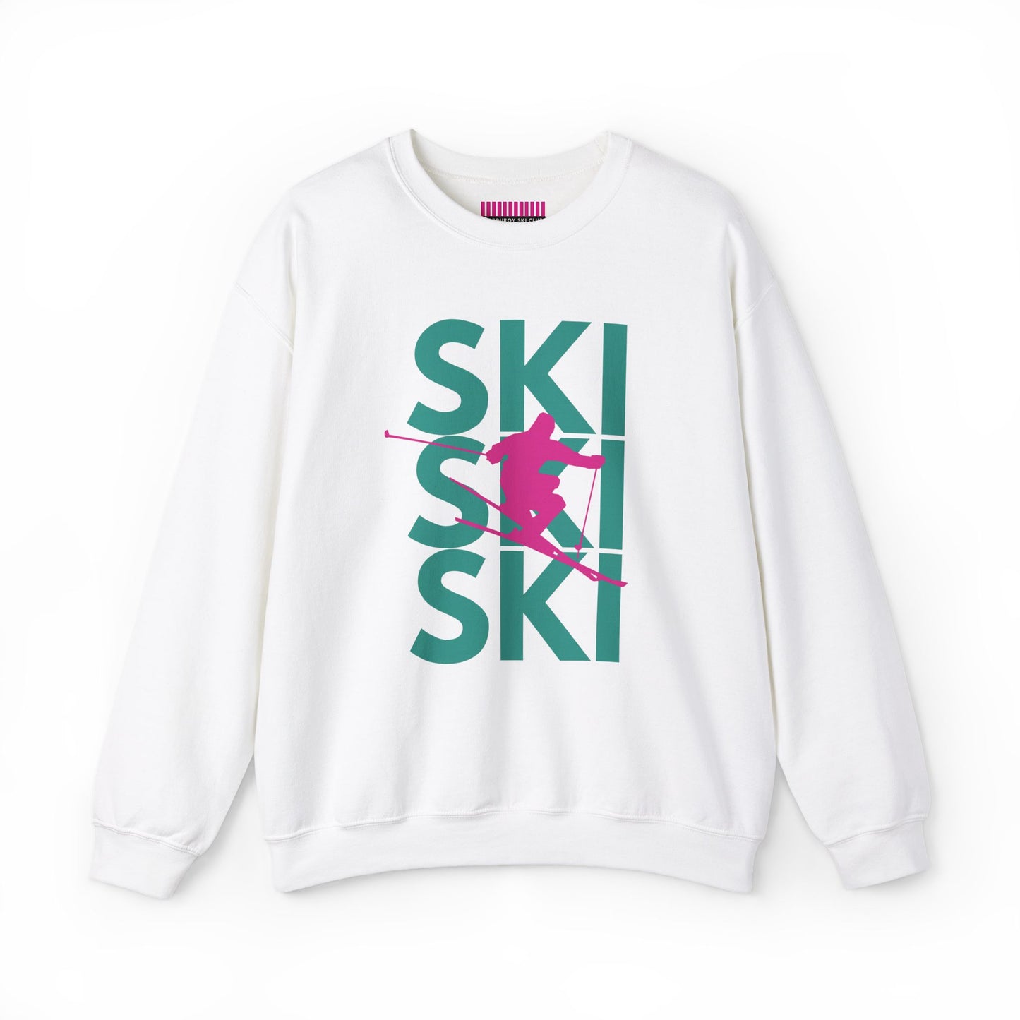 SKI SKI SKI Pink Skier Crewneck Sweatshirt