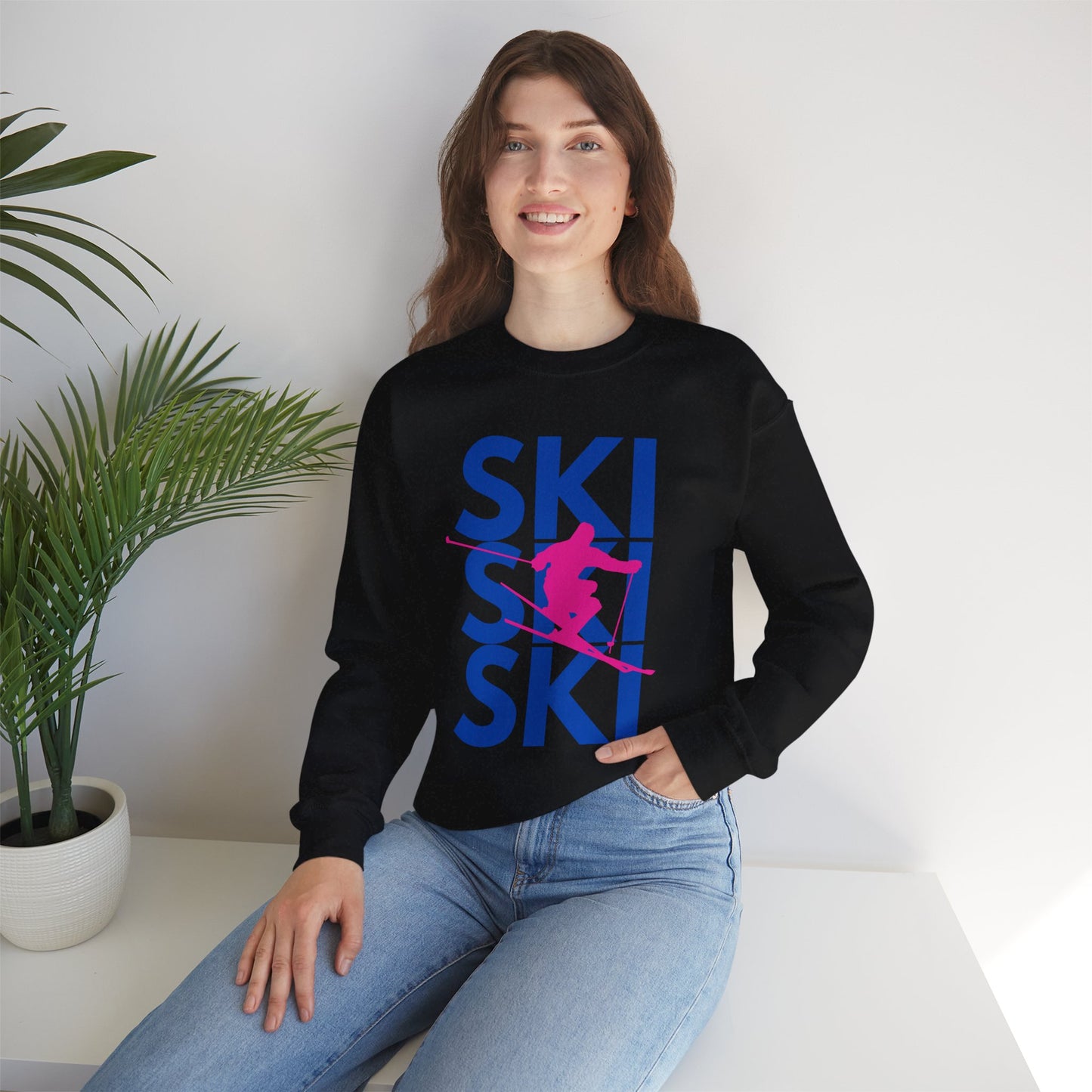 SKI SKI SKI Skier Crewneck Sweatshirt