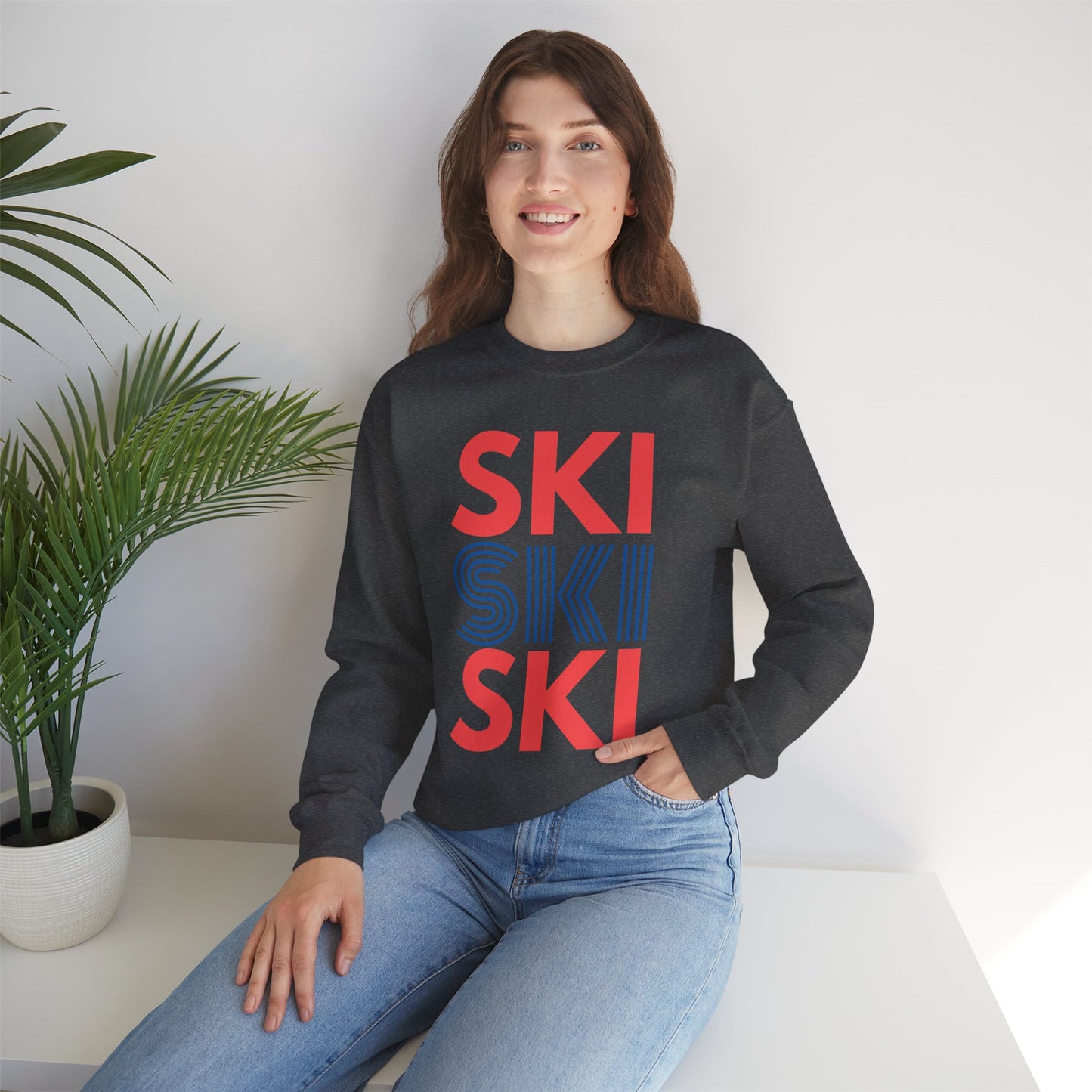 SKI SKI SKI Red & Blue Crewneck Sweatshirt