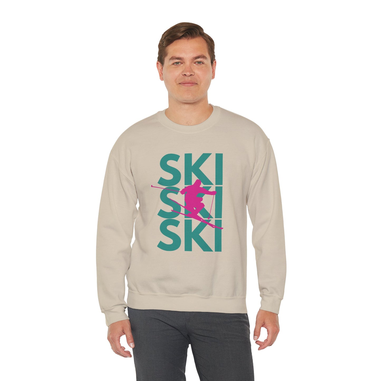 SKI SKI SKI Pink Skier Crewneck Sweatshirt