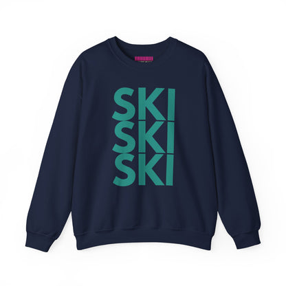 SKI SKI SKI teal blue Crewneck Sweatshirt