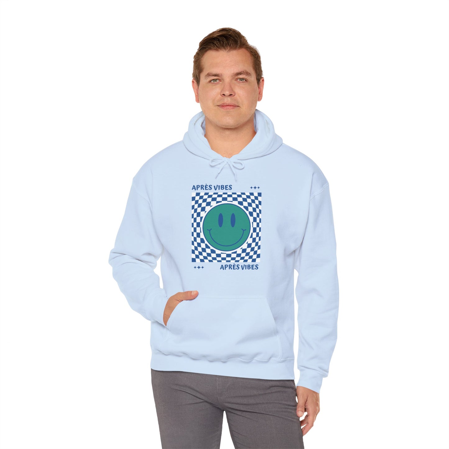 Après Vibes Teal Smiley Face Hoodie Sweatshirt