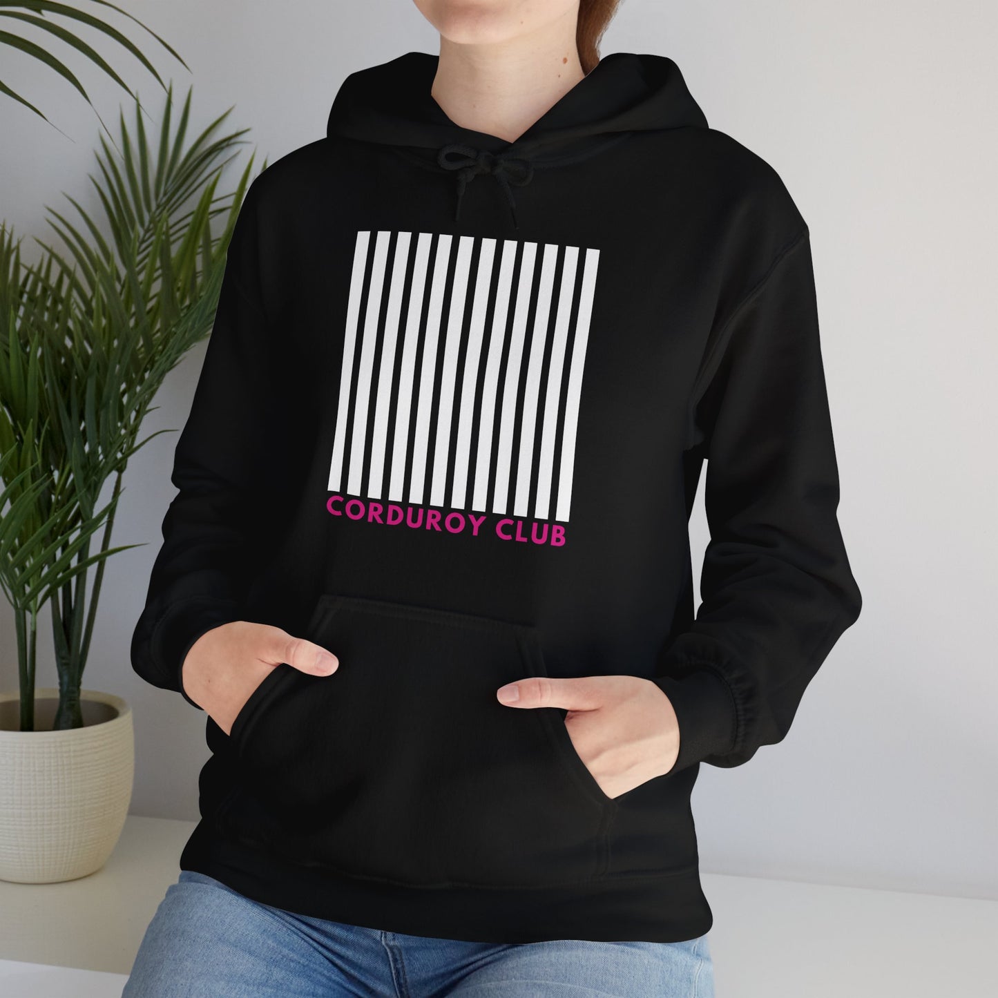 Corduroy Club White Logo Hoodie Sweatshirt