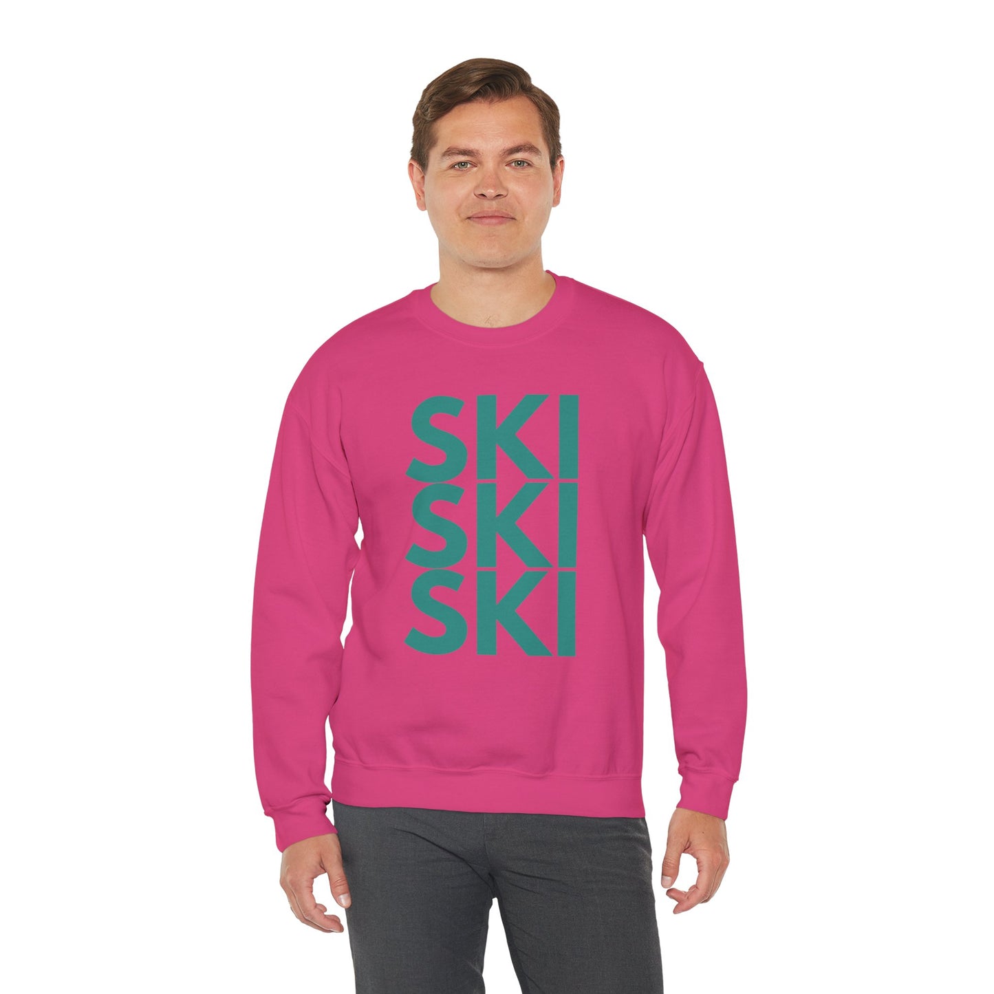 SKI SKI SKI teal blue Crewneck Sweatshirt