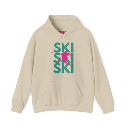 SKI SKI SKI Pink Skier  Hoodie Sweatshirt