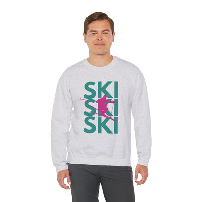 SKI SKI SKI Pink Skier Crewneck Sweatshirt