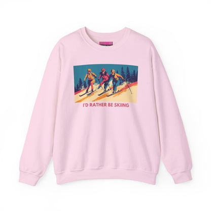 Three Skiers I'd Rather be Skiing Crewneck Sweatshirt