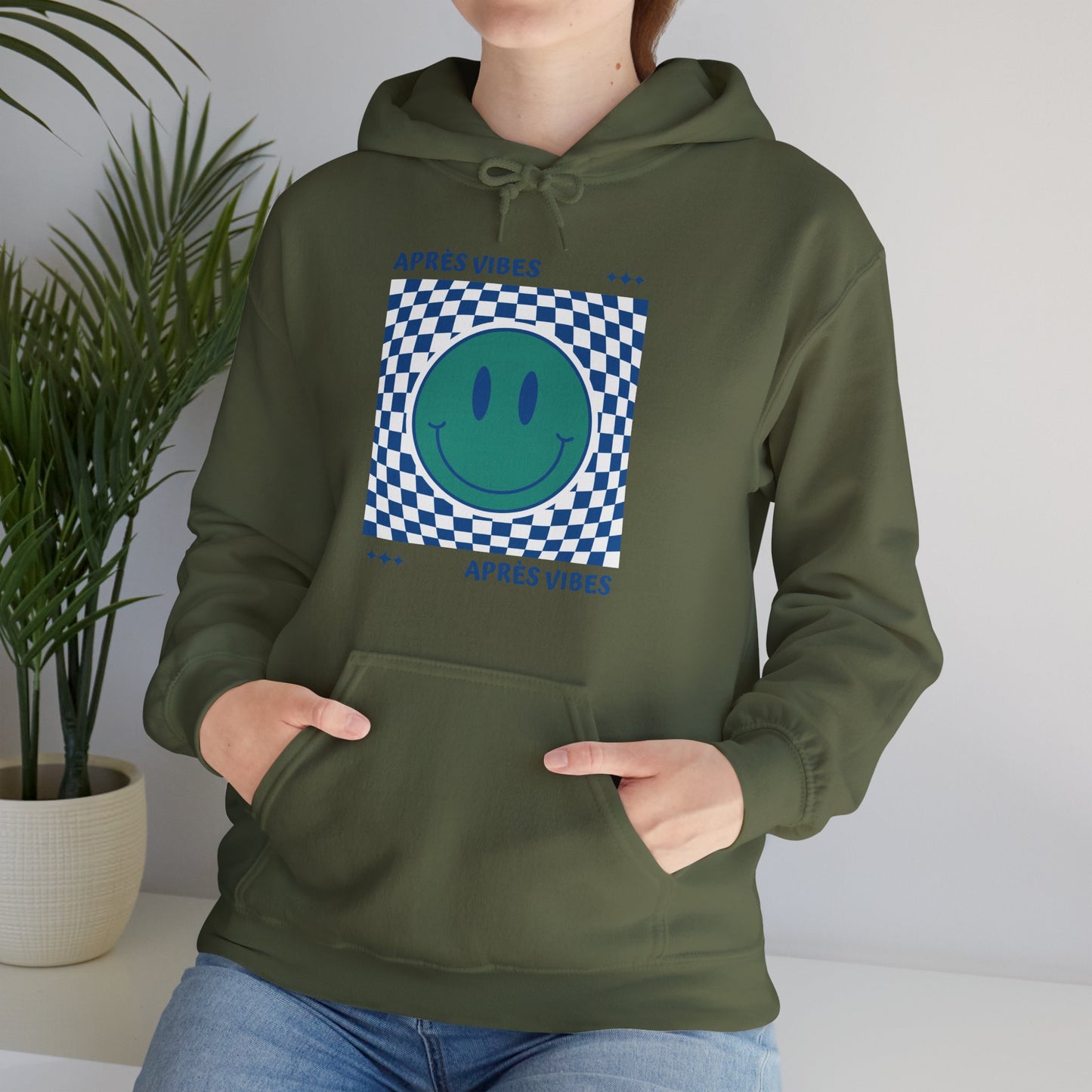 Après Vibes Teal Smiley Face Hoodie Sweatshirt