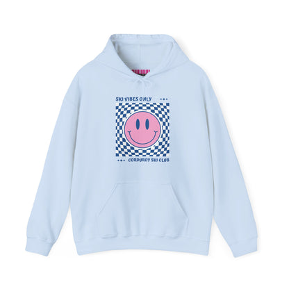 Ski Vibes Only Pink Smiley Face Hoodie Sweatshirt