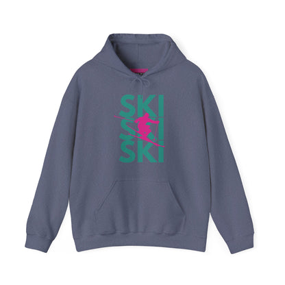 SKI SKI SKI Pink Skier  Hoodie Sweatshirt