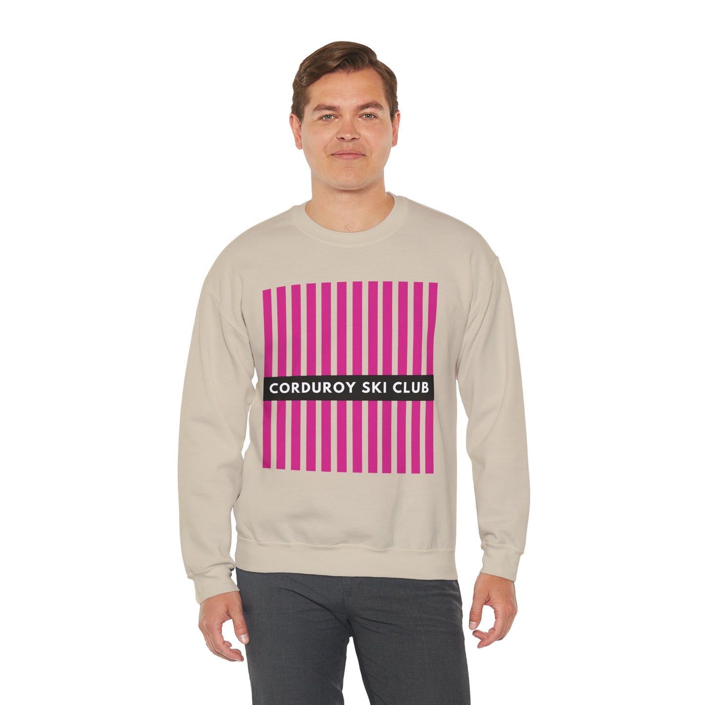 Corduroy Ski Club Pink logo Crewneck Sweatshirt