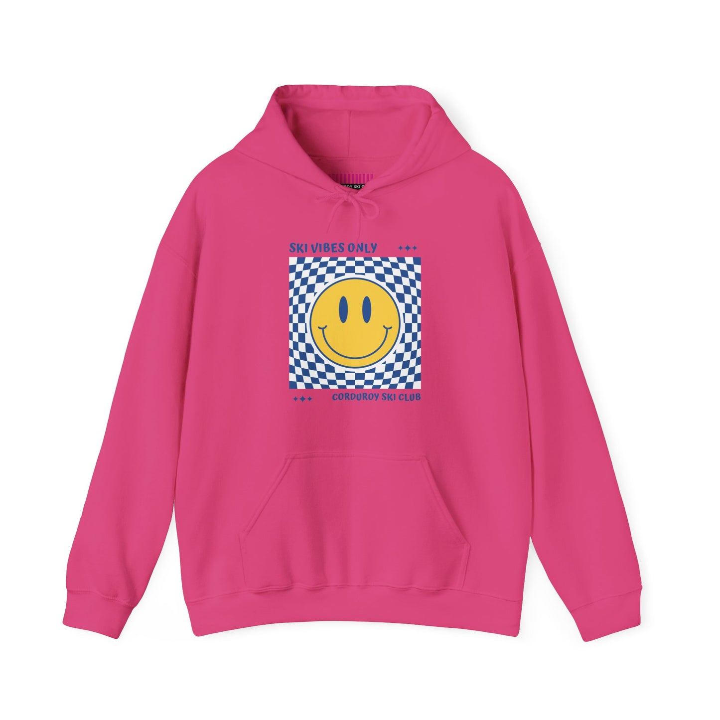 Ski Vibes Only Yellow Smiley Face Hoodie Sweatshirt