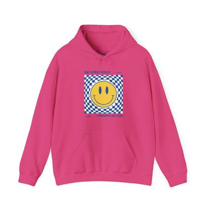 Ski Vibes Only Yellow Smiley Face Hoodie Sweatshirt