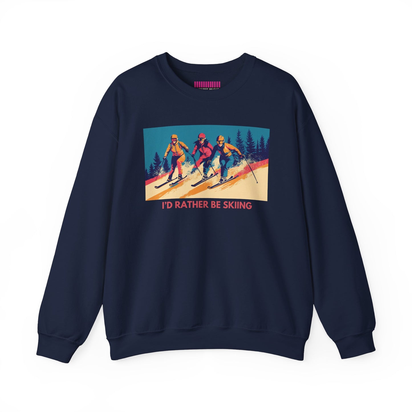 Three Skiers I'd Rather be Skiing Crewneck Sweatshirt