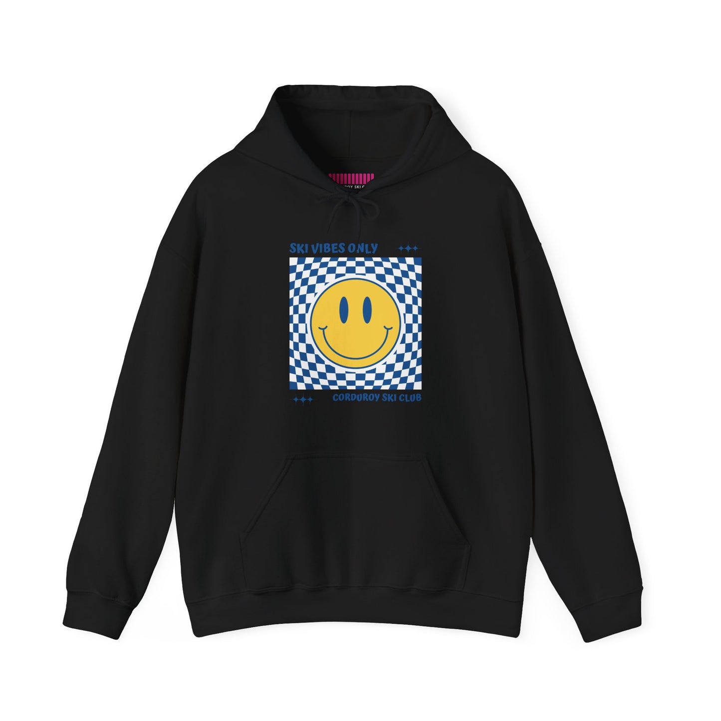 Ski Vibes Only Yellow Smiley Face Hoodie Sweatshirt