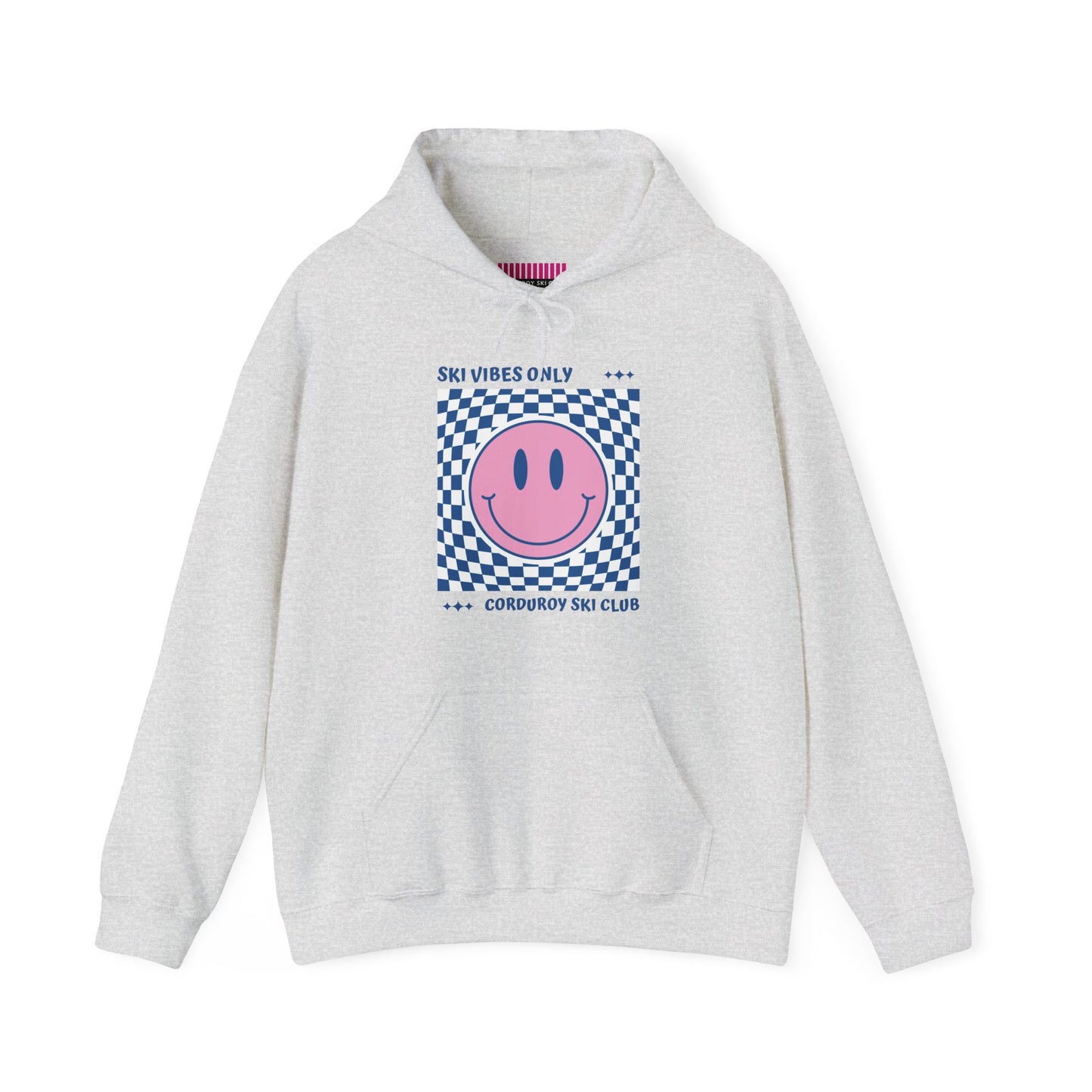 Ski Vibes Only Pink Smiley Face Hoodie Sweatshirt