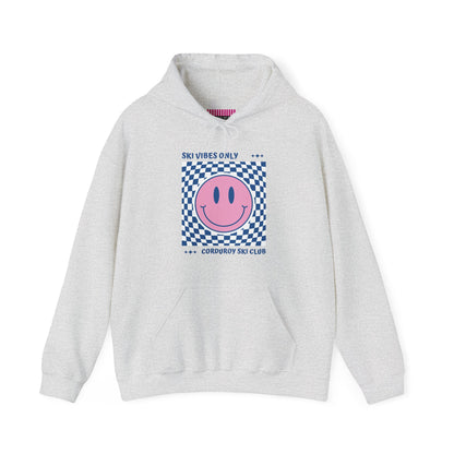 Ski Vibes Only Pink Smiley Face Hoodie Sweatshirt