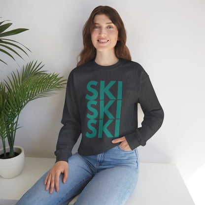 SKI SKI SKI teal blue Crewneck Sweatshirt