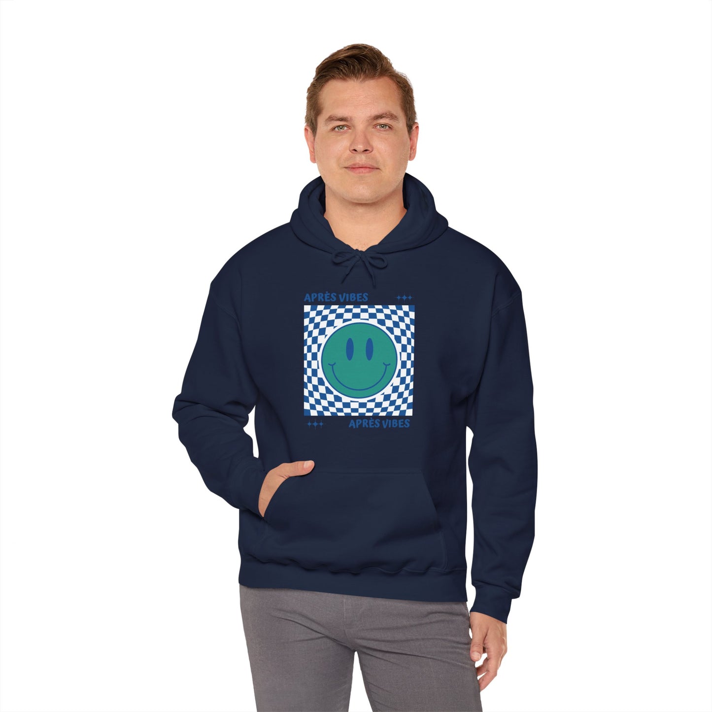 Après Vibes Teal Smiley Face Hoodie Sweatshirt