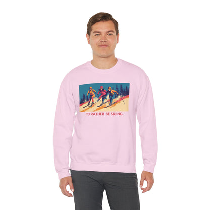 Three Skiers I'd Rather be Skiing Crewneck Sweatshirt