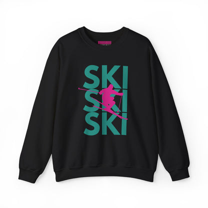 SKI SKI SKI Pink Skier Crewneck Sweatshirt