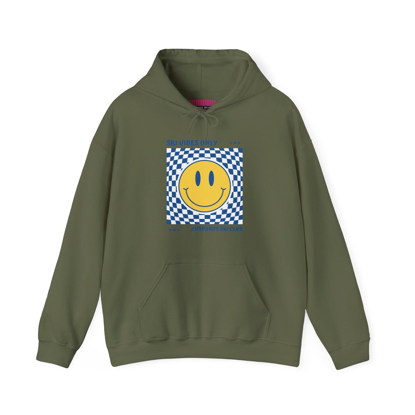 Ski Vibes Only Yellow Smiley Face Hoodie Sweatshirt