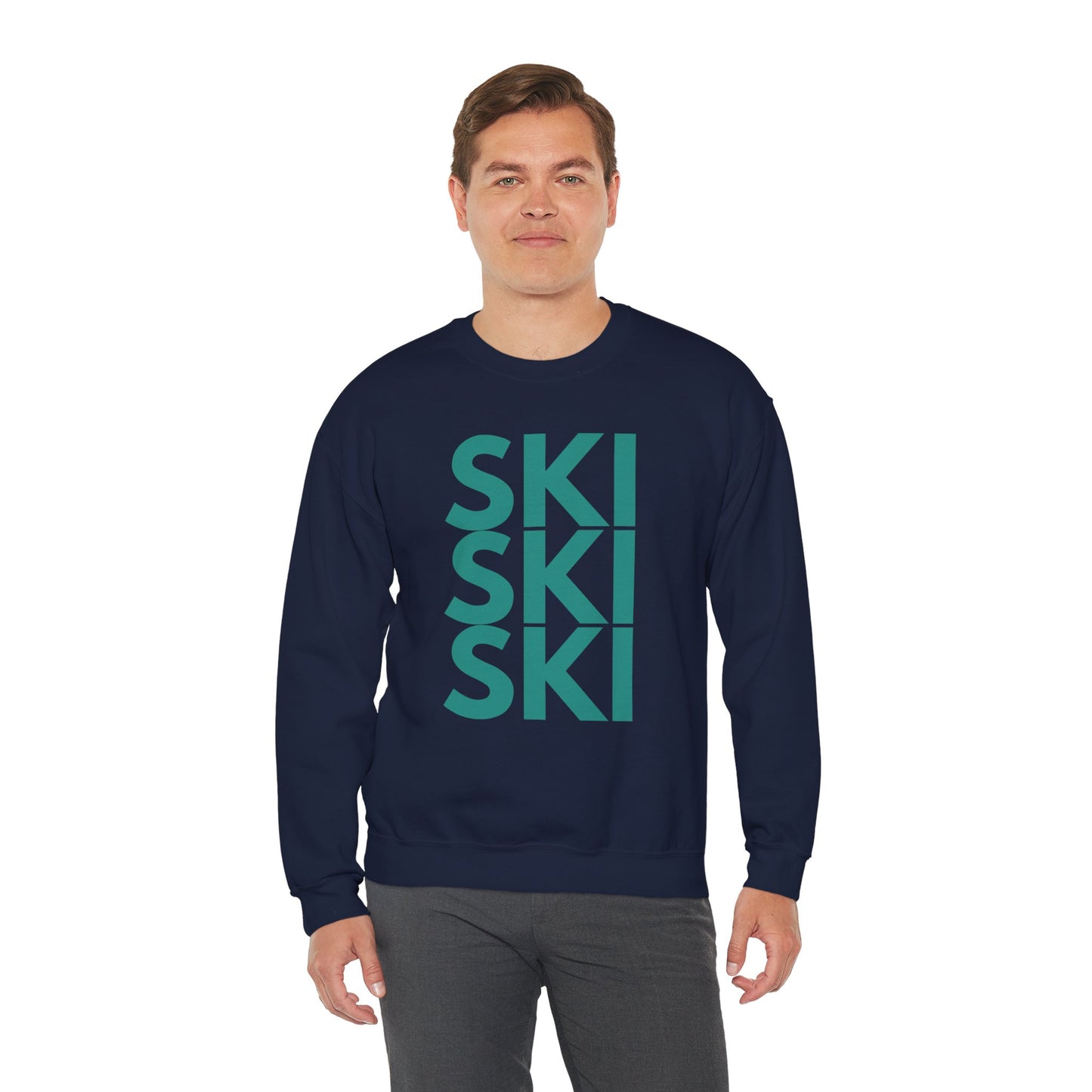 SKI SKI SKI teal blue Crewneck Sweatshirt