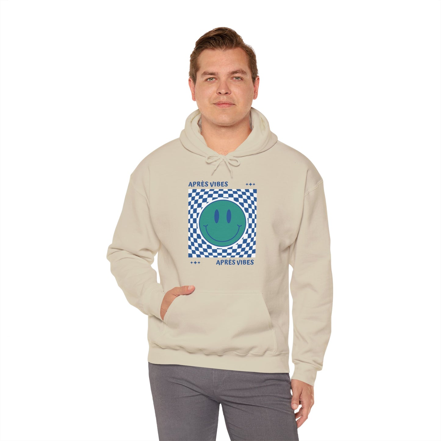 Après Vibes Teal Smiley Face Hoodie Sweatshirt