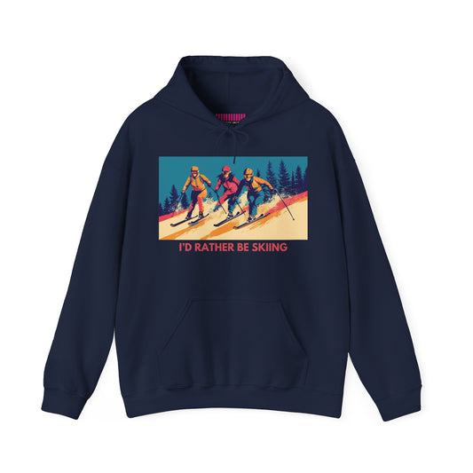 Three Skiers I'd Rather be Skiing Hoodie Sweatshirt